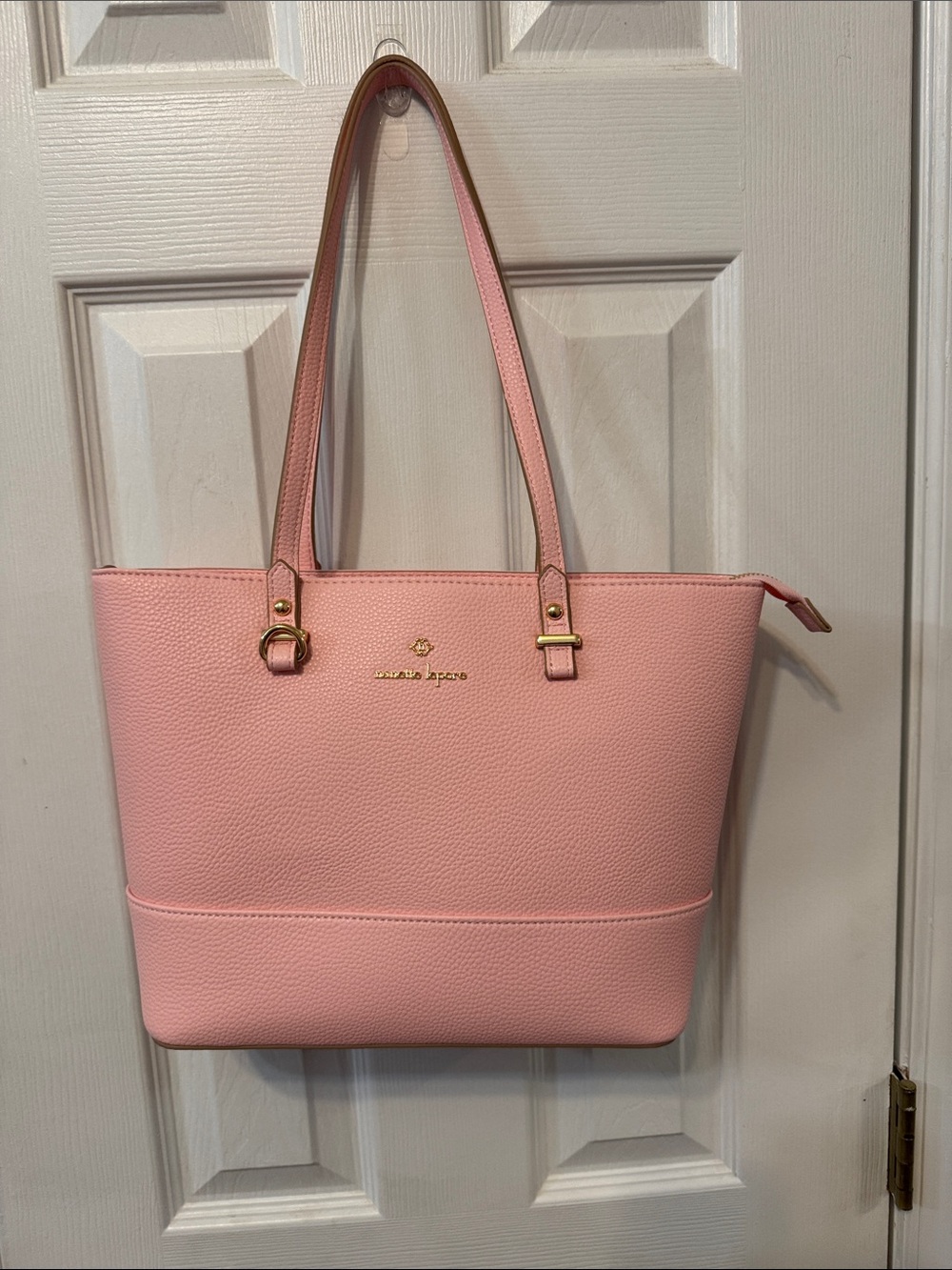 Nanette Lepore Pale Pink Pebbled Tote with Gold Hardware
